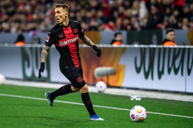 LEVERKUSEN, GERMANY - 17 ARALIK 2023: Alex Grimaldo, FC Bayer 04 Leverkusen-Eintracht Frankfurt maçı Bayena 'da