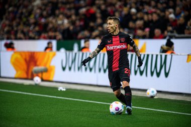 LEVERKUSEN, GERMANY - 17 ARALIK 2023: Alex Grimaldo, FC Bayer 04 Leverkusen-Eintracht Frankfurt maçı Bayena 'da