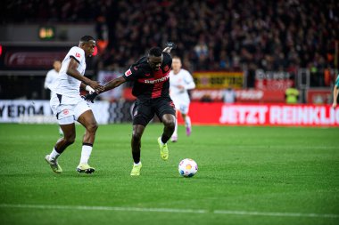 LEVERKUSEN, GERMANY - 17 Aralık 2023: Victor Boniface, FC Bayer 04 Leverkusen-Eintracht Frankfurt maçı Bayena 'da