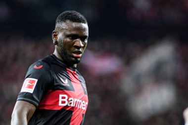 LEVERKUSEN, GERMANY - 17 Aralık 2023: Victor Boniface, FC Bayer 04 Leverkusen-Eintracht Frankfurt maçı Bayena 'da
