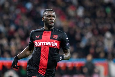 LEVERKUSEN, GERMANY - 17 Aralık 2023: Victor Boniface, FC Bayer 04 Leverkusen-Eintracht Frankfurt maçı Bayena 'da