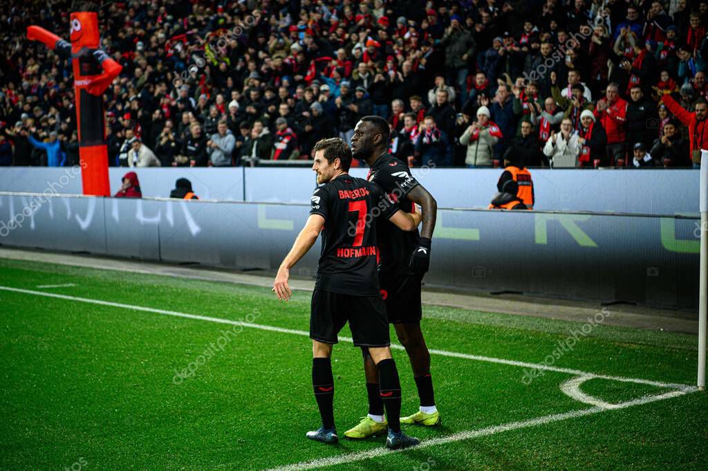 LEVERKUSEN, GERMANY - 17 DECEMBER, 2023: Jonas Hofmann, Victor Boniface, The Bundesliga match FC Bayer 04 Leverkusen vs Eintracht Frankfurt at BayArena
