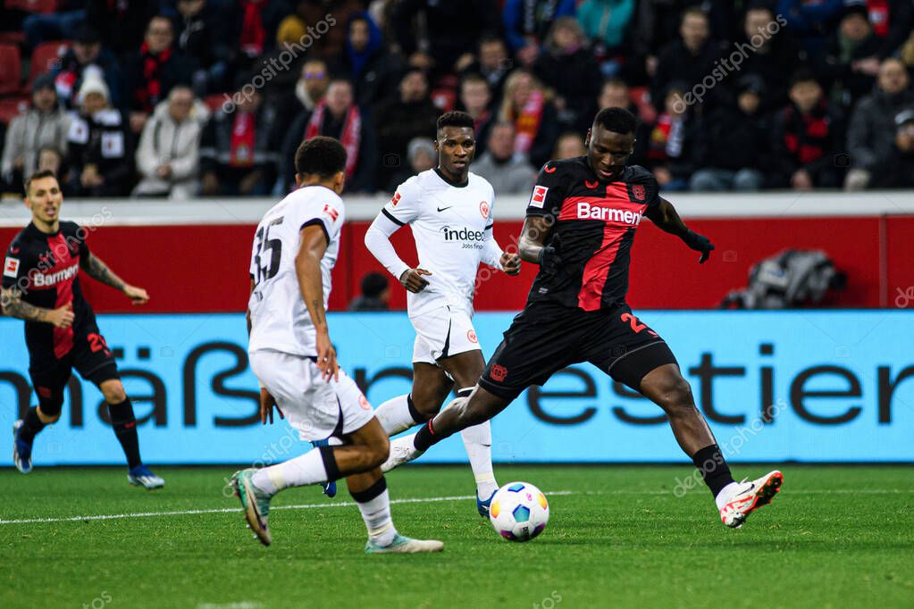 LEVERKUSEN, GERMANY - 17 DECEMBER, 2023: Victor Boniface, The Bundesliga match FC Bayer 04 Leverkusen vs Eintracht Frankfurt at BayArena