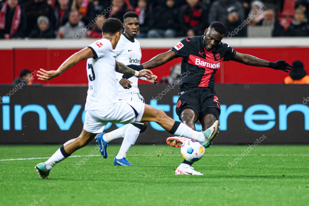 LEVERKUSEN, GERMANY - 17 DECEMBER, 2023: Victor Boniface, The Bundesliga match FC Bayer 04 Leverkusen vs Eintracht Frankfurt at BayArena