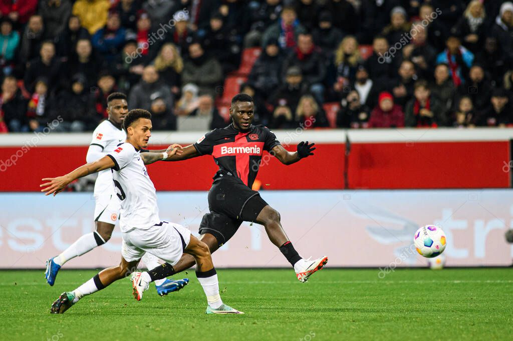 LEVERKUSEN, GERMANY - 17 DECEMBER, 2023: Victor Boniface, The Bundesliga match FC Bayer 04 Leverkusen vs Eintracht Frankfurt at BayArena