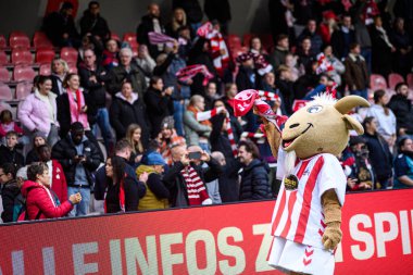 COLOGNE, GERMANY - 16 EKİM, 2025: Maskot Keçi - 1.FC Koeln Frauen-Bayer 04 Frauen-FRANZ-KREMER STADION