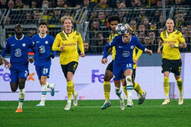 DORTMUND, GERMANY - 15.02.23: The match of match UEFA Champion League Borussia Dortmund vs FC Chelsea at SIGNAL IDUNA PARK