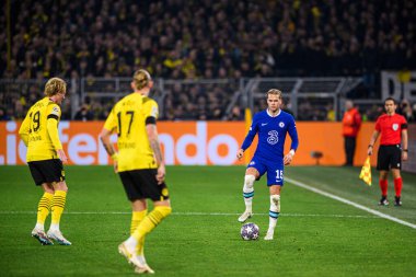 DORTMUND, GERMANY - 15.02.23: The match of match UEFA Champion League Borussia Dortmund vs FC Chelsea at SIGNAL IDUNA PARK