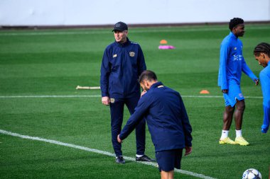 LEVERKUSEN, GERMANY - 20 EKİM, 2025: Kasper Hjulmand - UEFA Şampiyonlar Ligi, Bayena Bayer 04 Leverkusen 'de maç öncesi antrenman.