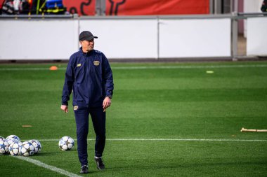 LEVERKUSEN, GERMANY - 20 EKİM, 2025: Kasper Hjulmand - UEFA Şampiyonlar Ligi, Bayena Bayer 04 Leverkusen 'de maç öncesi antrenman.