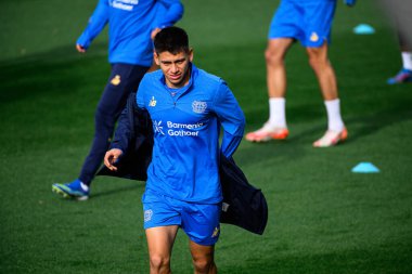 LEVERKUSEN, GERMANY - 20 EKİM, 2025: Claudio Echeverri - UEFA Şampiyonlar Ligi, Bayena Bayer 04 Leverkusen 'de maç öncesi antrenman.