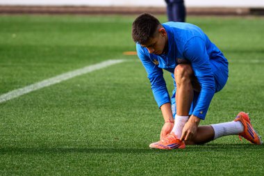 LEVERKUSEN, GERMANY - 20 EKİM, 2025: Claudio Echeverri - UEFA Şampiyonlar Ligi, Bayena Bayer 04 Leverkusen 'de maç öncesi antrenman.