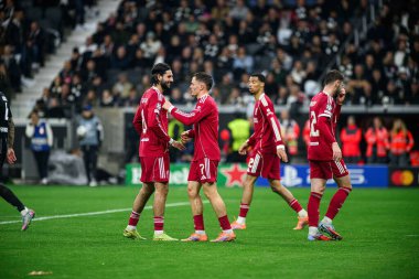 FRANKFURT, GERMANY - 22 OCTOBER, 2025: Dominik Szoboszlai, Florian Wirtz - UEFA Şampiyonlar Ligi, maç SG Eintracht Frankfurt - Liverpool FC.