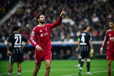 FRANKFURT, GERMANY - 22 OCTOBER, 2025: Dominik Szoboszlai - UEFA Şampiyonlar Ligi, maç SG Eintracht Frankfurt - Liverpool FC Deutsche Bank Park.