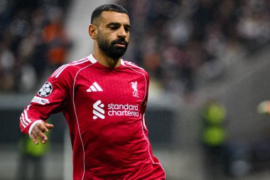 FRANKFURT, GERMANY - 22 EKİM 2025: Mohamed Salah - UEFA Şampiyonlar Ligi, Deutsche Park 'ta SG Eintracht Frankfurt-Liverpool FC maçı.