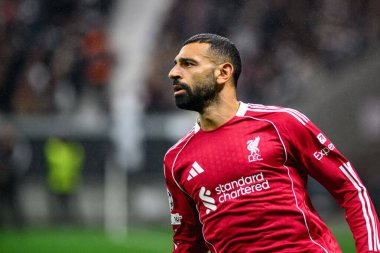 FRANKFURT, GERMANY - 22 EKİM 2025: Mohamed Salah - UEFA Şampiyonlar Ligi, Deutsche Park 'ta SG Eintracht Frankfurt-Liverpool FC maçı.
