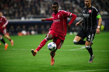 FRANKFURT, GERMANY - 22 Ekim 2025: Alexander Isak - UEFA Şampiyonlar Ligi, Deutsche Park 'ta SG Eintracht Frankfurt-Liverpool FC maçı.