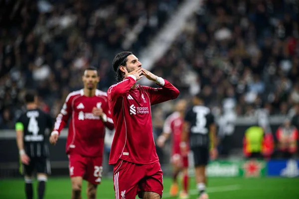 FRANKFURT, GERMANY - 22 OCTOBER, 2025: Dominik Szoboszlai - UEFA Şampiyonlar Ligi, maç SG Eintracht Frankfurt - Liverpool FC Deutsche Bank Park.