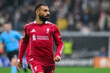 FRANKFURT, GERMANY - 22 EKİM 2025: Mohamed Salah - UEFA Şampiyonlar Ligi, Deutsche Park 'ta SG Eintracht Frankfurt-Liverpool FC maçı.