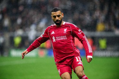 FRANKFURT, GERMANY - 22 EKİM 2025: Mohamed Salah - UEFA Şampiyonlar Ligi, Deutsche Park 'ta SG Eintracht Frankfurt-Liverpool FC maçı.