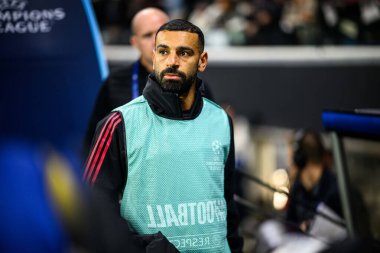FRANKFURT, GERMANY - 22 EKİM 2025: Mohamed Salah - UEFA Şampiyonlar Ligi, Deutsche Park 'ta SG Eintracht Frankfurt-Liverpool FC maçı.