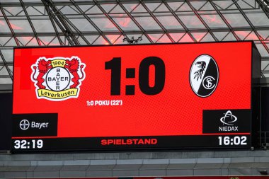 LEVERKUSEN, GERMANY - 26 Ekim 2025: - Bundesliga Bayer 04 Leverkusen-SC Freiburg maçı Bayarena 'da.