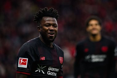 LEVERKUSEN, GERMANY - 26 Ekim 2025: Edmond Tapsoba, gol - Bundesliga Bayer 04 Leverkusen-SC Freiburg maçı Bayena 'da. 