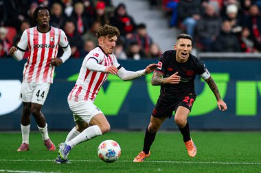 LEVERKUSEN, GERMANY - 26 Ekim 2025: Alejandro Grimaldo - Bundesliga Bayer 04 Leverkusen-SC Freiburg maçı Bayena 'da. 