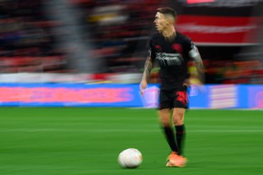 LEVERKUSEN, GERMANY - 26 Ekim 2025: Alejandro Grimaldo - Bundesliga Bayer 04 Leverkusen-SC Freiburg maçı Bayena 'da. 