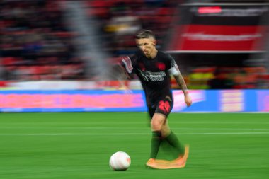 LEVERKUSEN, GERMANY - 26 Ekim 2025: Alejandro Grimaldo - Bundesliga Bayer 04 Leverkusen-SC Freiburg maçı Bayena 'da. 