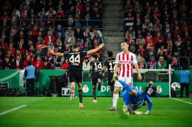 COLOGNE, GERMANY - 29 Ekim 2025: Kutlamalar, gol - Almanya Kupası DFB Pokal 1.FC Koeln FC Bayern 'e karşı Rhein Energie Stadion' da oynanan futbol maçı.