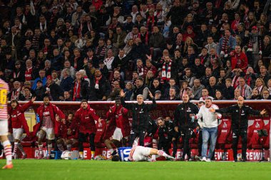 COLOGNE, GERMANY - 2 NOVEMBER, 2025: Kristoffer Lund, takım yedek kulübesi - 1.FC Koeln-Hamburger SV maçı Rhein Energie Stadion 'da.