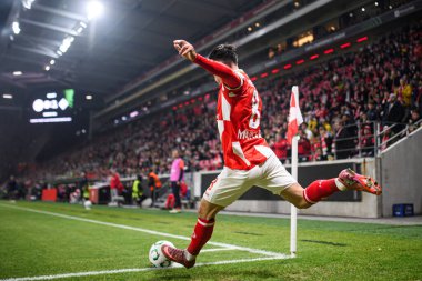 Mainz, Almanya - 6 Kasım 2025: Paul Nebel - UEFA Konferans Ligi 1 'in futbol maçı. FSV Mainz 05, Mewa Arena 'da ACF Fiorentina' ya karşı.