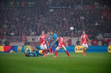 Mainz, Almanya - 6 Kasım 2025 UEFA Konferans Ligi 1 'in futbol maçı. FSV Mainz 05, Mewa Arena 'da ACF Fiorentina' ya karşı.