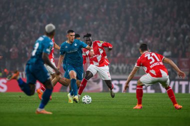 Mainz, Almanya - 6 Kasım 2025 UEFA Konferans Ligi 1 'in futbol maçı. FSV Mainz 05, Mewa Arena 'da ACF Fiorentina' ya karşı.