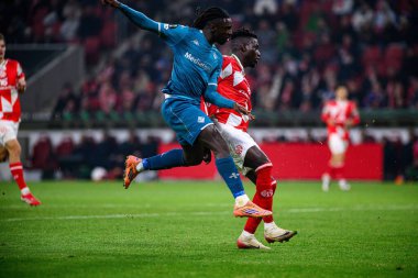 Mainz, Almanya - 6 Kasım 2025 UEFA Konferans Ligi 1 'in futbol maçı. FSV Mainz 05, Mewa Arena 'da ACF Fiorentina' ya karşı.