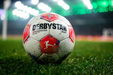MOENCHENGLADBACH, GERMANY - 8 NOVEMBER, 2025: Ball, Derbystar, select - Bundesliga Borussia Moenchengladbach - 1. FC Koeln Borussia Parkı 'nda. 