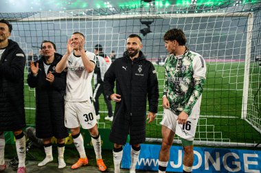 MOENCHENGLADBACH, GERMANY - 8 NOVEMBER, 2025: Rocco Reitz, Nico Elvedi, Franck Honorat, Philipp Sander - Bundesliga Borussia Moenchengladbach - 1. FC Koeln Borussia Parkı 'nda. 