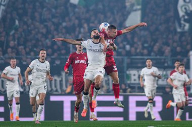 MOENCHENGLADBACH, GERMANY - 8 NOVEMBER, 2025: Franck Honorat, Kristoffer Lund - Bundesliga Borussia Moenchengladbach - 1. FC Koeln Borussia Parkı 'nda. 