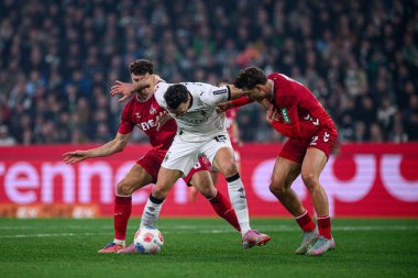 MOENCHENGLADBACH, GERMANY - 8 NOVEMBER, 2025: Haris Tabakovic, Joel Schmied, Eric Martel - Bundesliga Borussia Moenchengladbach - 1. FC Koeln Borussia Parkı 'nda. 