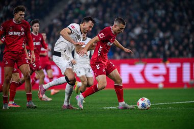 MOENCHENGLADBACH, GERMANY - 8 NOVEMBER, 2025: Kristoffer Lund, Haris Tabakoviç, Joel Schmied, Eric Martel - Bundesliga Borussia Moenchengladbach - 1. FC Koeln Borussia Parkı 'nda. 