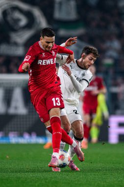 MoENCHENGLADBACH, GERMANY - 8 NOVEMBER, 2025: El Mala, Joe Scally - Bundesliga Borussia Moenchengladbach - 1. FC Koeln Borussia Parkı 'nda. 