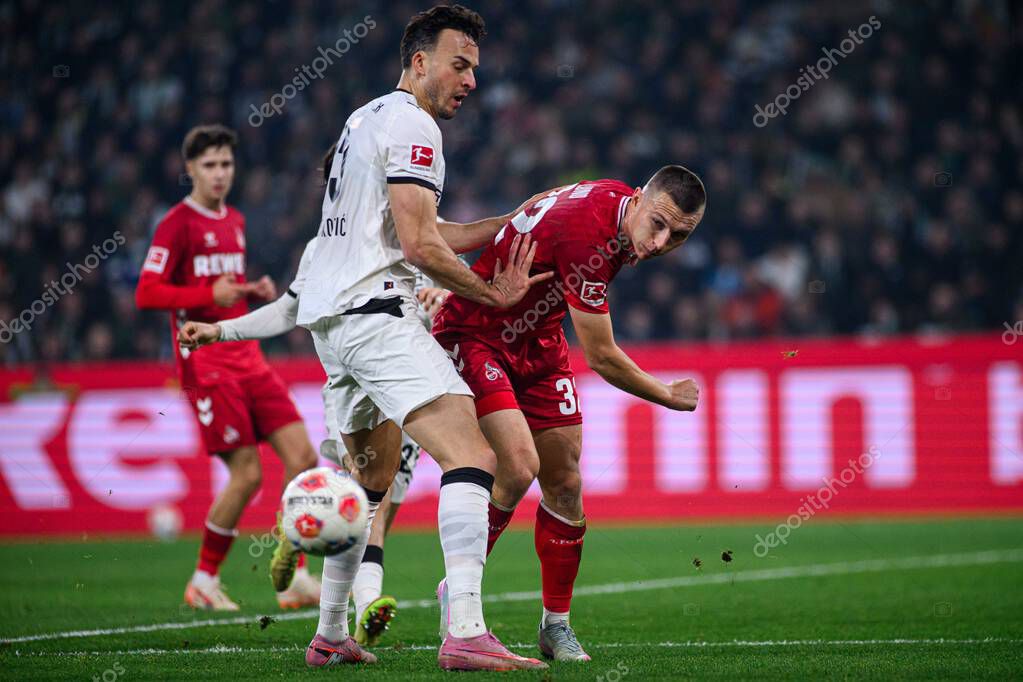 MOENCHENGLADBACH, GERMANY - 8 NOVEMBER, 2025: Haris Tabakovic, Kristoffer Lund - The football match of Bundesliga Borussia Moenchengladbach vs 1. FC Koeln at Borussia Park.