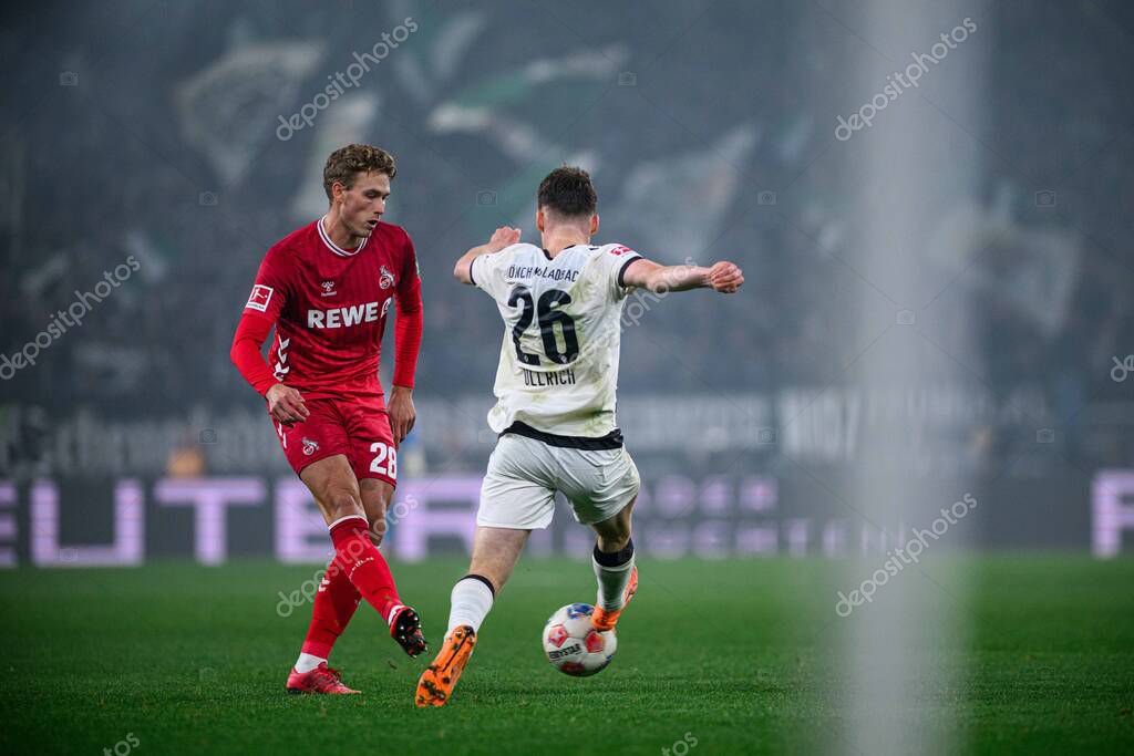 MOENCHENGLADBACH, GERMANY - 8 NOVEMBER, 2025: Sebastian Sebulonsen, Lukas Ullrich - The football match of Bundesliga Borussia Moenchengladbach vs 1. FC Koeln at Borussia Park.