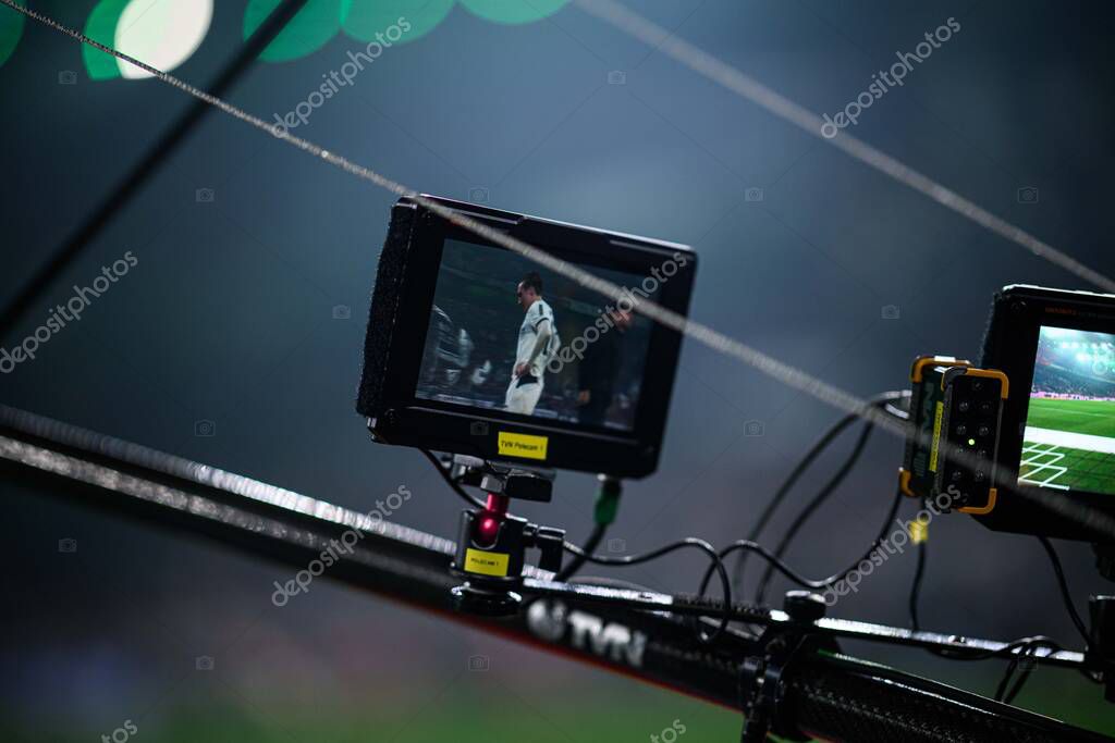 MOENCHENGLADBACH, GERMANY - 8 NOVEMBER, 2025: Broadcasting - The football match of Bundesliga Borussia Moenchengladbach vs 1. FC Koeln at Borussia Park.