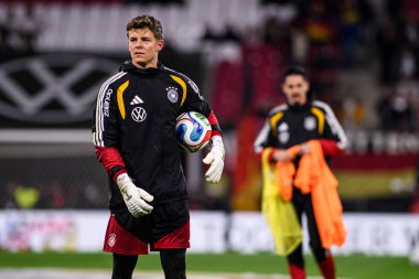 LEIPZIG, GERMANY - 17 Kasım 2025: Finn Dahmen - Dünya Kupası 2026 ön eleme karşılaşması Almanya ile Slovakya arasında Red Bull Arena 'da.