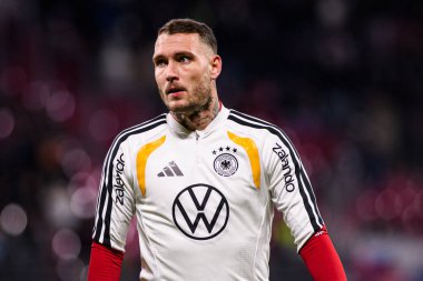 LEIPZIG, GERMANY - 17 Kasım 2025: David Raum - Dünya Kupası 2026 ön eleme karşılaşması Almanya ile Slovakya arasında Red Bull Arena 'da.