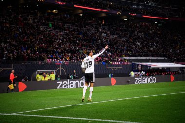 LEIPZIG, GERMANY - 17 Kasım 2025: Leroy Sane - Dünya Kupası 2026 ön eleme karşılaşması Almanya ile Slovakya arasında Red Bull Arena 'da.
