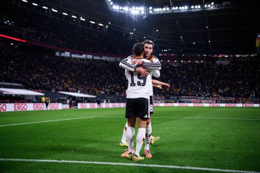 LEIPZIG, GERMANY - 17 Kasım 2025: Joshua Kimmich, Leroy Sane, Leon Goretzka - Dünya Kupası eleme karşılaşması Almanya - Red Bull Arena 'da Slovakya' ya karşı.