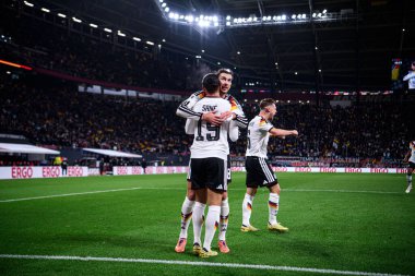 LEIPZIG, GERMANY - 17 Kasım 2025: Joshua Kimmich, Leroy Sane, Leon Goretzka - Dünya Kupası eleme karşılaşması Almanya - Red Bull Arena 'da Slovakya' ya karşı.